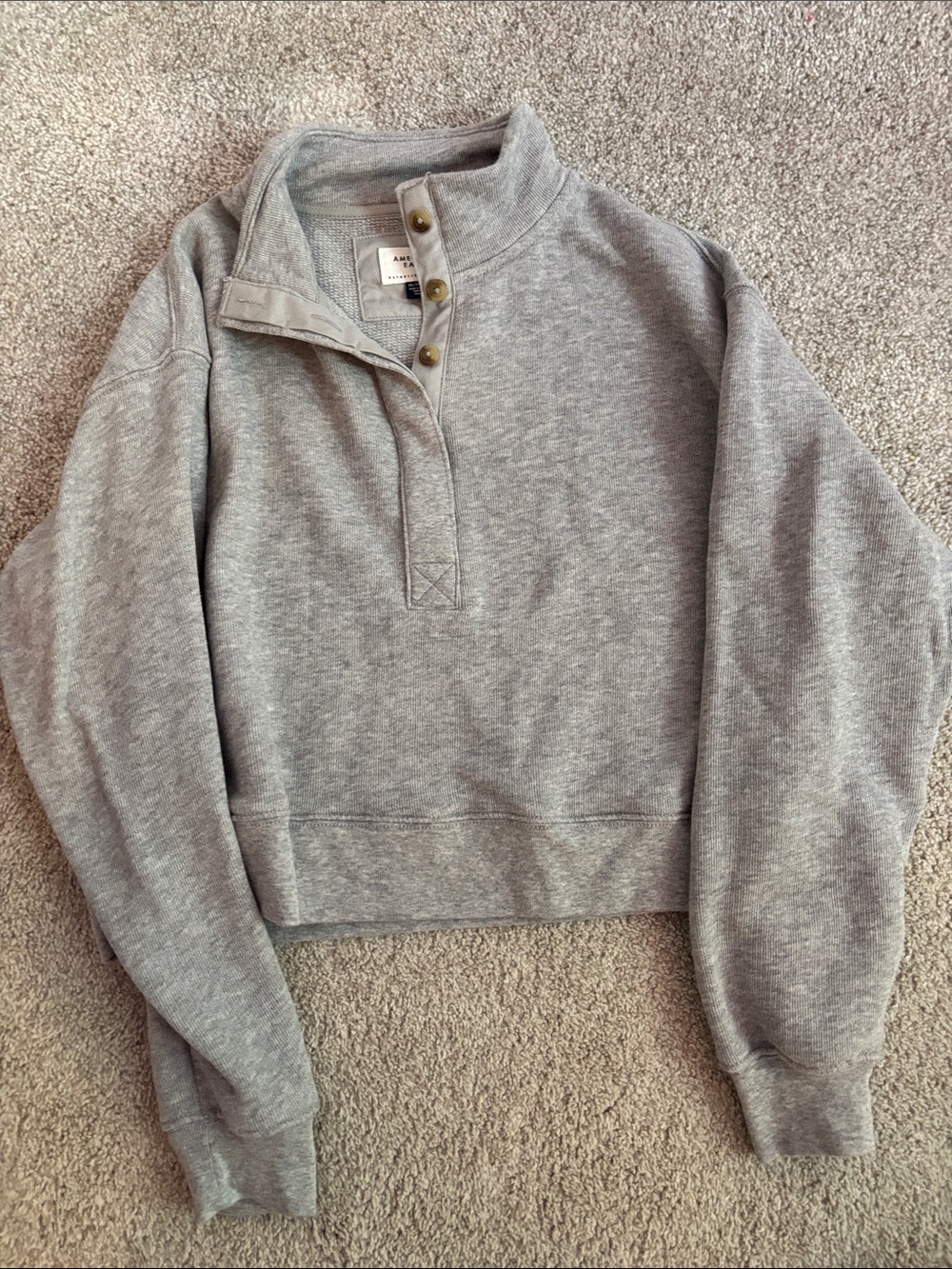 Light Gray Half-Snap Funnel Neck Sweatshirt